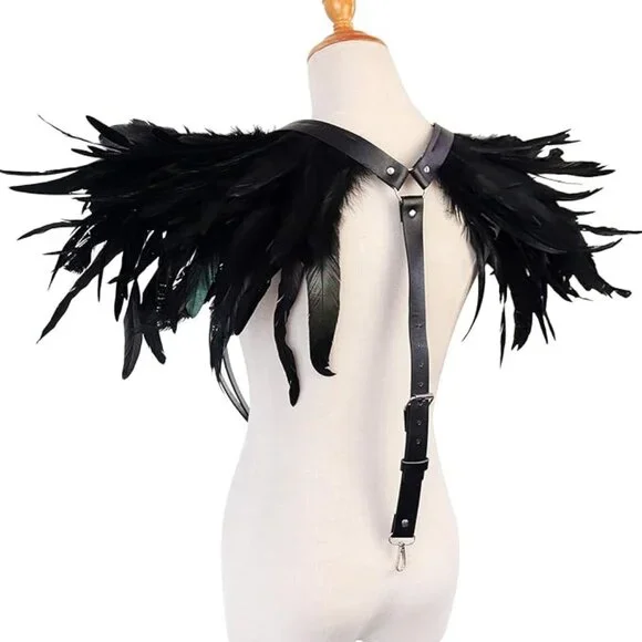 Feather Epaulet Shrug Shoulder Wings - Picture 4 of 7